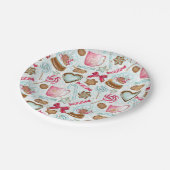 Lebkuchen-Plätzchen Snowglobe Pappteller (Schrägansicht)