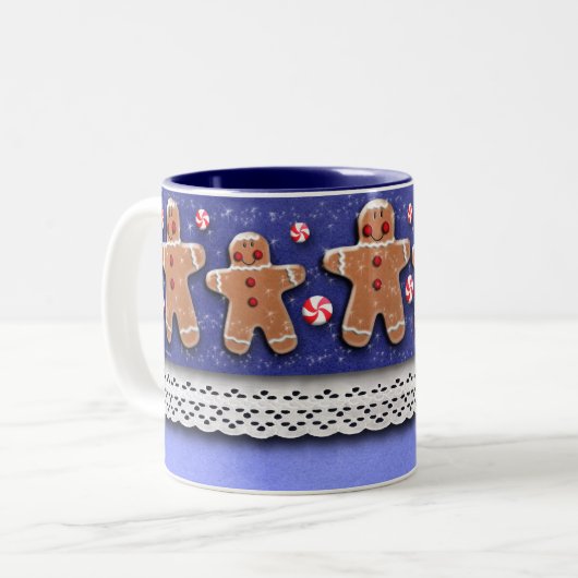 Lebkuchen-Plätzchen-Süßigkeiten besprüht Blau Zweifarbige Tasse (Vorderseite Links)