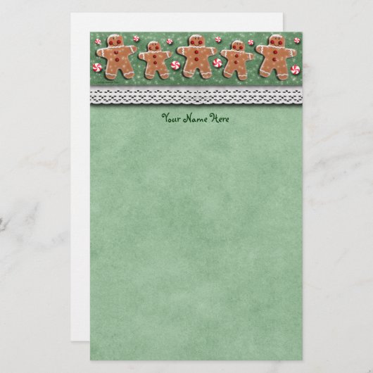 Lebkuchen-Plätzchen-Süßigkeiten besprüht Grün Briefpapier (Vorne/Hinten)