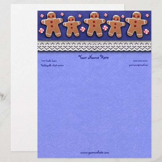 Lebkuchen-Plätzchen-Süßigkeiten blau Briefkopf (Vorne/Hinten)