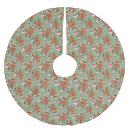 Lebkuchen-Plätzchen-Süßigkeits-Grün Polyester Weihnachtsbaumdecke