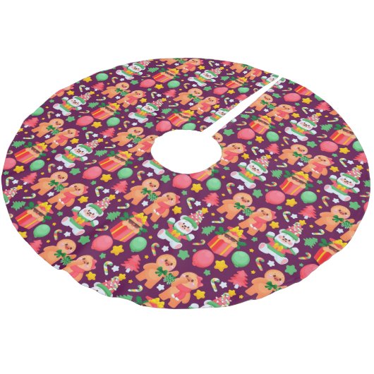 Lebkuchen Polyester Weihnachtsbaumdecke (Schrägansicht)