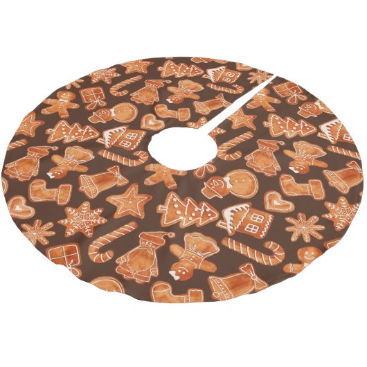 Lebkuchen Polyester Weihnachtsbaumdecke (Schrägansicht)