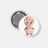 Lebkuchen/Puppe\Pink Bow\Magnet Magnet (Vorderseite/Rückseite)