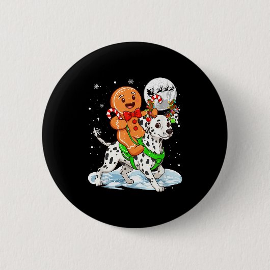 Lebkuchen Reitender Dalmatiner Rentier Weihnachten Button (Vorderseite)