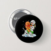 Lebkuchen Reitender Dalmatiner Rentier Weihnachten Button (Vorne & Hinten)