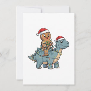 Lebkuchen Reitet Auf Einem Dinosaurier Weihnachten Dankeskarte