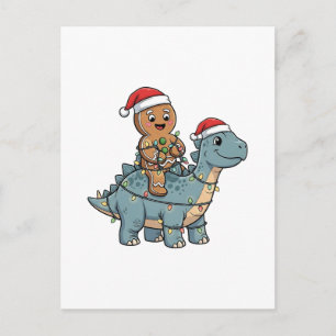 Lebkuchen Reitet Auf Einem Dinosaurier Weihnachtsm Ankündigungspostkarte