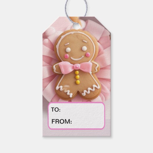 Lebkuchen/Rosa/Band/Geschenkstempel Geschenkanhänger (Vorderseite)