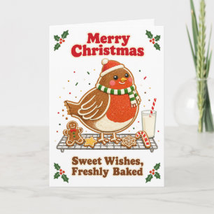 Lebkuchen-Rotkehlchen-Weihnachts-Süße-Wünsche Karte