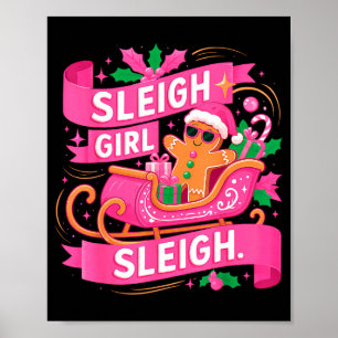 Lebkuchen-Schlitten Mädchen Nk Lustige Weihnachten Poster