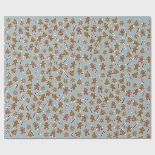 Lebkuchen Schneeflocken und Bonbons Geschenkpapier (Flach)