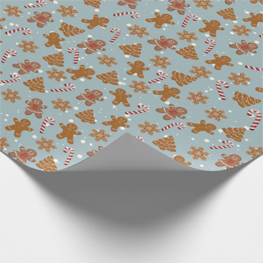 Lebkuchen Schneeflocken und Bonbons Geschenkpapier (Ecke)