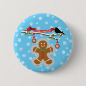 Lebkuchen, Schneeflocken und Vögel Button (Vorderseite)