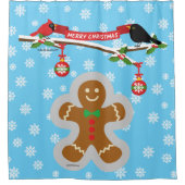 Lebkuchen, Schneeflocken und Vögel Duschvorhang (Vorderseite)