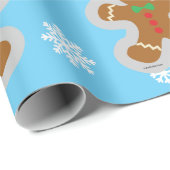 Lebkuchen, Schneeflocken und Vögel Geschenkpapier (Rolleneckpunkt)
