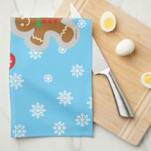 Lebkuchen, Schneeflocken und Vögel Geschirrtuch (Viertel Falte)