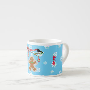 Lebkuchen, Schneeflocken und Vögel Name hinzufüg Espressotasse