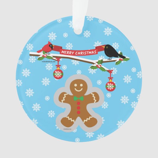 Lebkuchen, Schneeflocken und Vögel Ornament (Vorderseite)