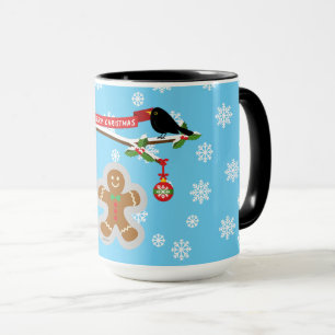 Lebkuchen, Schneeflocken und Vögel Tasse