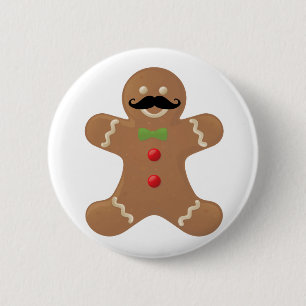 Lebkuchen-Schnurrbart-Mann Button