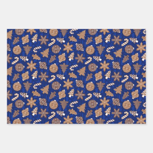 Lebkuchen Set Blauer Weihnachten Geschenkpapier Set (Vorderseite 3)