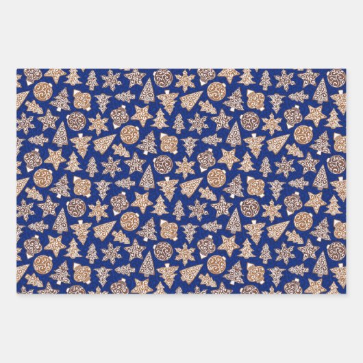 Lebkuchen Set Blauer Weihnachten Geschenkpapier Set (Vorderseite 2)