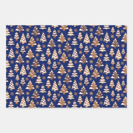 Lebkuchen Set Blauer Weihnachten Geschenkpapier Set (Vorderseite)