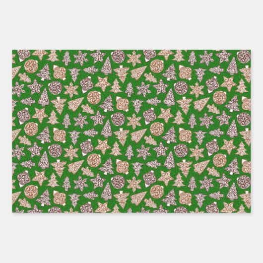 Lebkuchen Set Grün Weihnachten Geschenkpapier Set (Vorderseite 2)