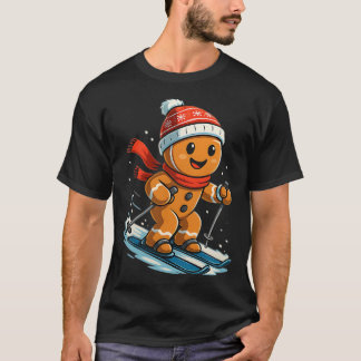 Lebkuchen Skifahren Weihnachten Skifahren Cookie L T-Shirt