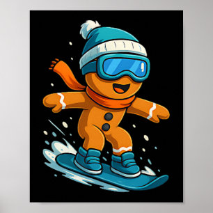 Lebkuchen-Snowboarder-Weihnachten-Feiertag-Snowboa Poster