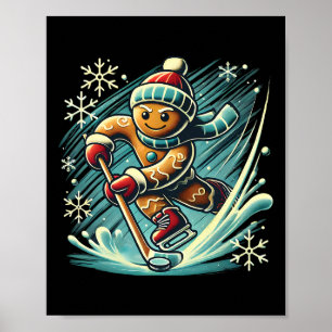Lebkuchen spielende Eishockeyliebhaber Jungen Mädc Poster