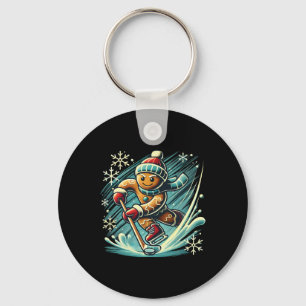Lebkuchen spielende Eishockeyliebhaber Jungen Mädc Schlüsselanhänger
