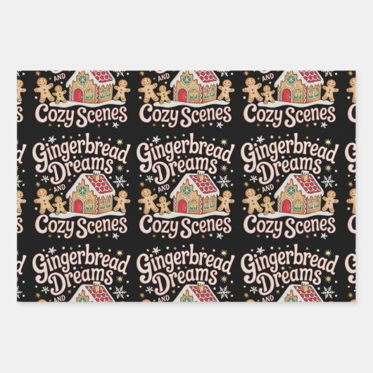 Lebkuchen Träume und gemütliche Szenen Weihnachten Geschenkpapier Set (Vorderseite)