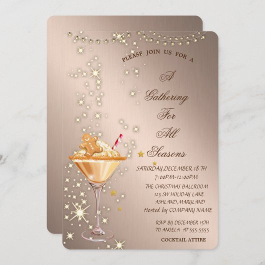 Lebkuchen trinken Rose Gold Alle Jahreszeiten Einladung (Vorne/Hinten)