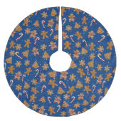 Lebkuchen und Bonbons in Schneeflocken Polyester Weihnachtsbaumdecke (Vorderseite)