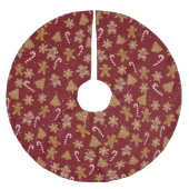 Lebkuchen und Bonbons in Schneeflocken Polyester Weihnachtsbaumdecke (Vorderseite)