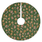 Lebkuchen und Bonbons in Schneeflocken Polyester Weihnachtsbaumdecke (Vorderseite)