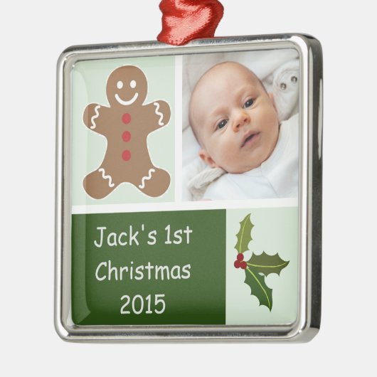 Lebkuchen und Holly Silbernes Ornament (Links)