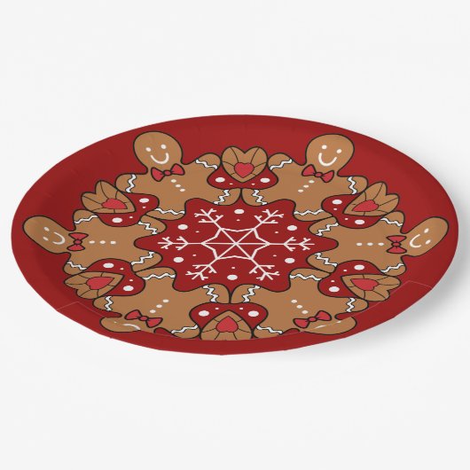 Lebkuchen und Mandalas Pappteller (Schrägansicht)