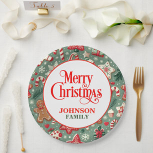 Lebkuchen und Pfefferminz Weihnachten Pappteller