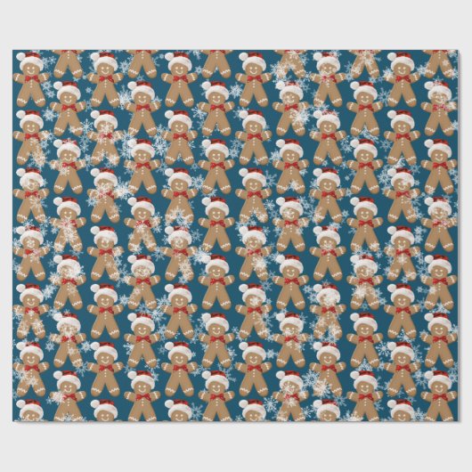 Lebkuchen und Schneeflocken Geschenkpapier (Flach)