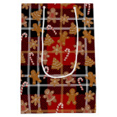 Lebkuchen und Süßspeisen auf Kariertem Mediu Mittlere Geschenktüte (Rückseite)