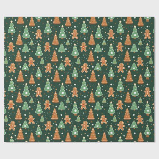 Lebkuchen und Weihnachtsbäume Geschenkpapier (Flach)