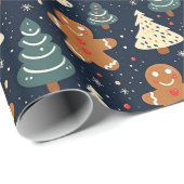 Lebkuchen und Weihnachtsbäume Geschenkpapier (Rolleneckpunkt)