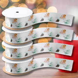 Lebkuchen Wasserfarbe Kakao mit Kiefernkone Satinband