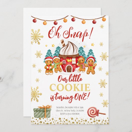 Lebkuchen Weihnachten Geburtstag Einladung (Vorne/Hinten)