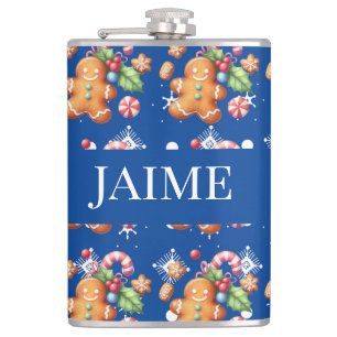Lebkuchen Weihnachten Pfefferminz Blau Name Schnee Flachmann