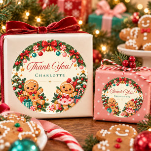 Lebkuchen-Weihnachts-Geburtstags-Danke- Runder Aufkleber