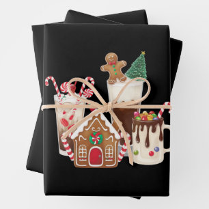 Lebkuchen-Weihnachts-Kaffee-Liebhaber-Geschenk Xma Geschenkpapier Set